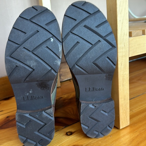 LL Bean  SZ 7.5 Combat Boots Brown Leather W Green Woven Embellishment! - Picture 8 of 9